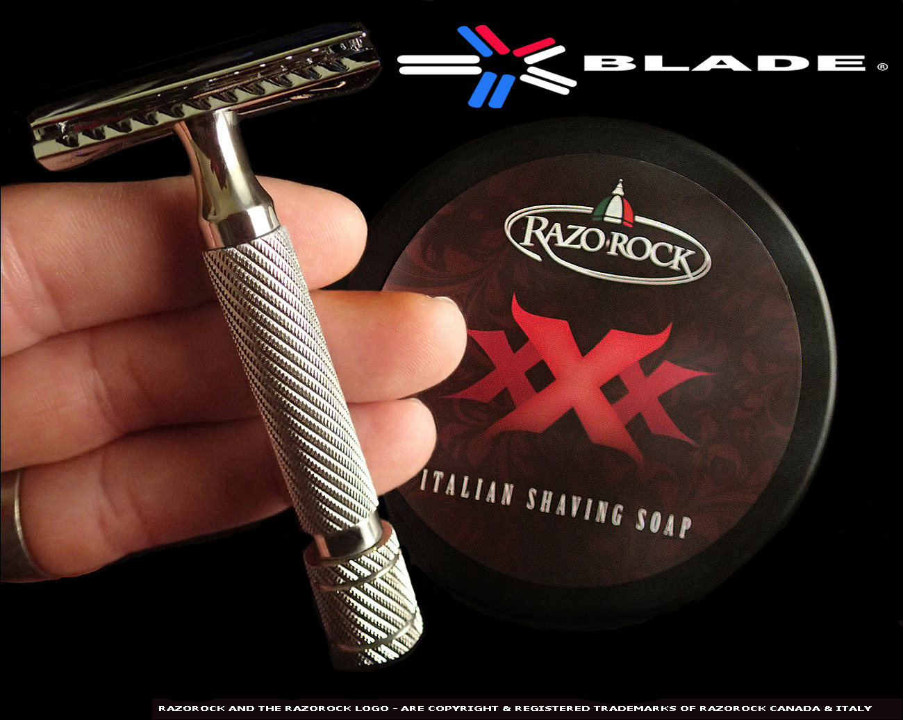 STAINLESS STEEL SAFETY RAZOR AUSTRALIA - RazoRock Barber Handle Razor with RazoRock XXX Artisan Shaving Soap