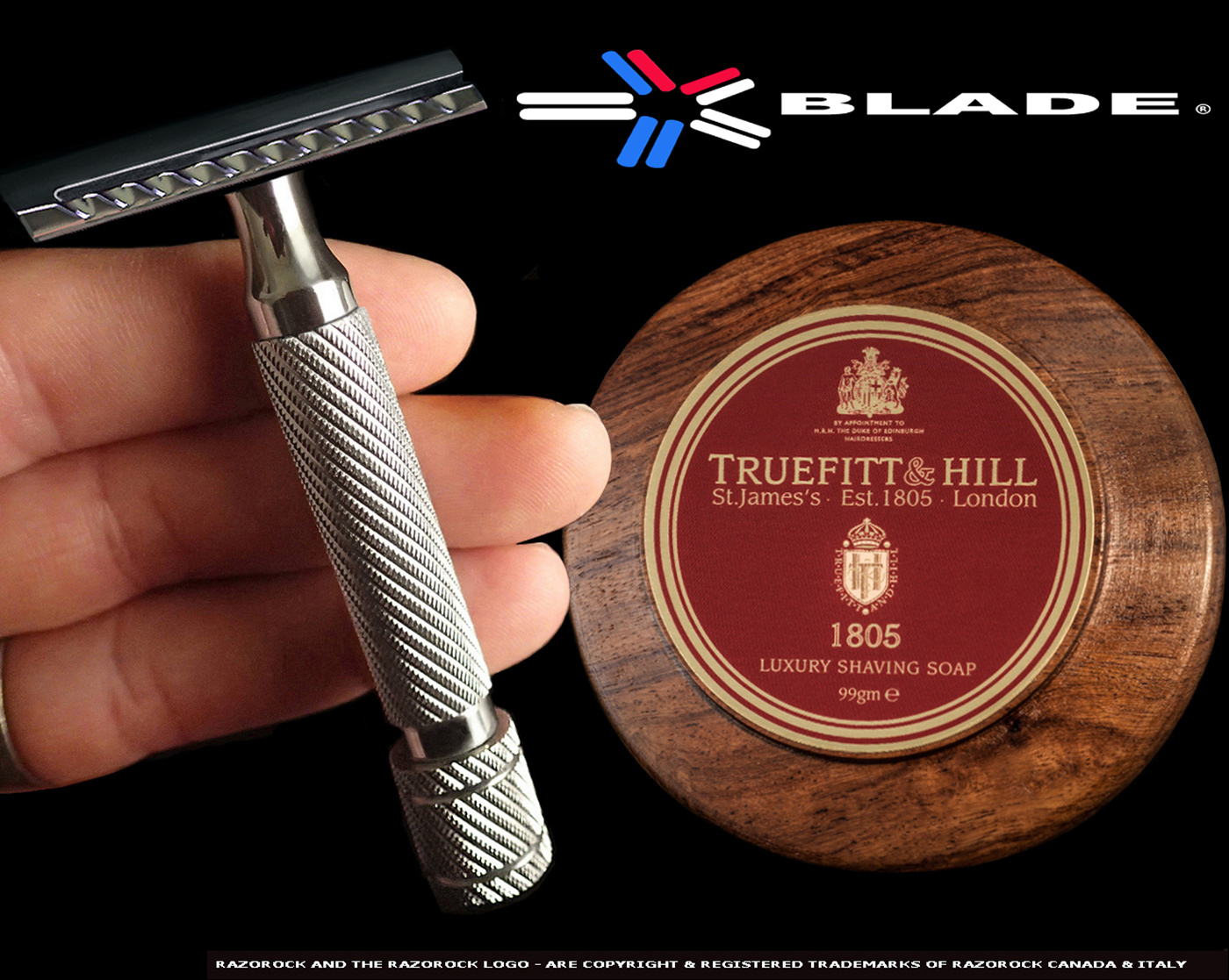 RAZOROCK - HEAVY DUTY BARBER POLE SAFETY RAZOR - ( MACHINE TURNED STAINLESS STEEL ) WITH RAZOROCK XXX SHAVING SOAP - AUSTRALIA