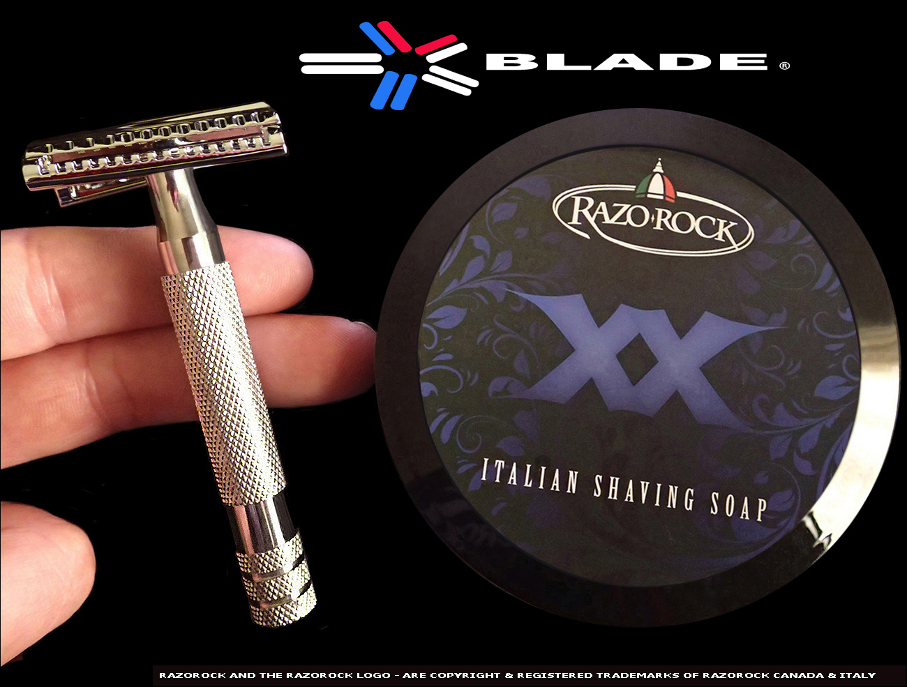RAZOROCK SLANT RAZORS - GERMAN 37 RAZOR - ( 316L SOLID STAINLESS STEEL HANDLE )