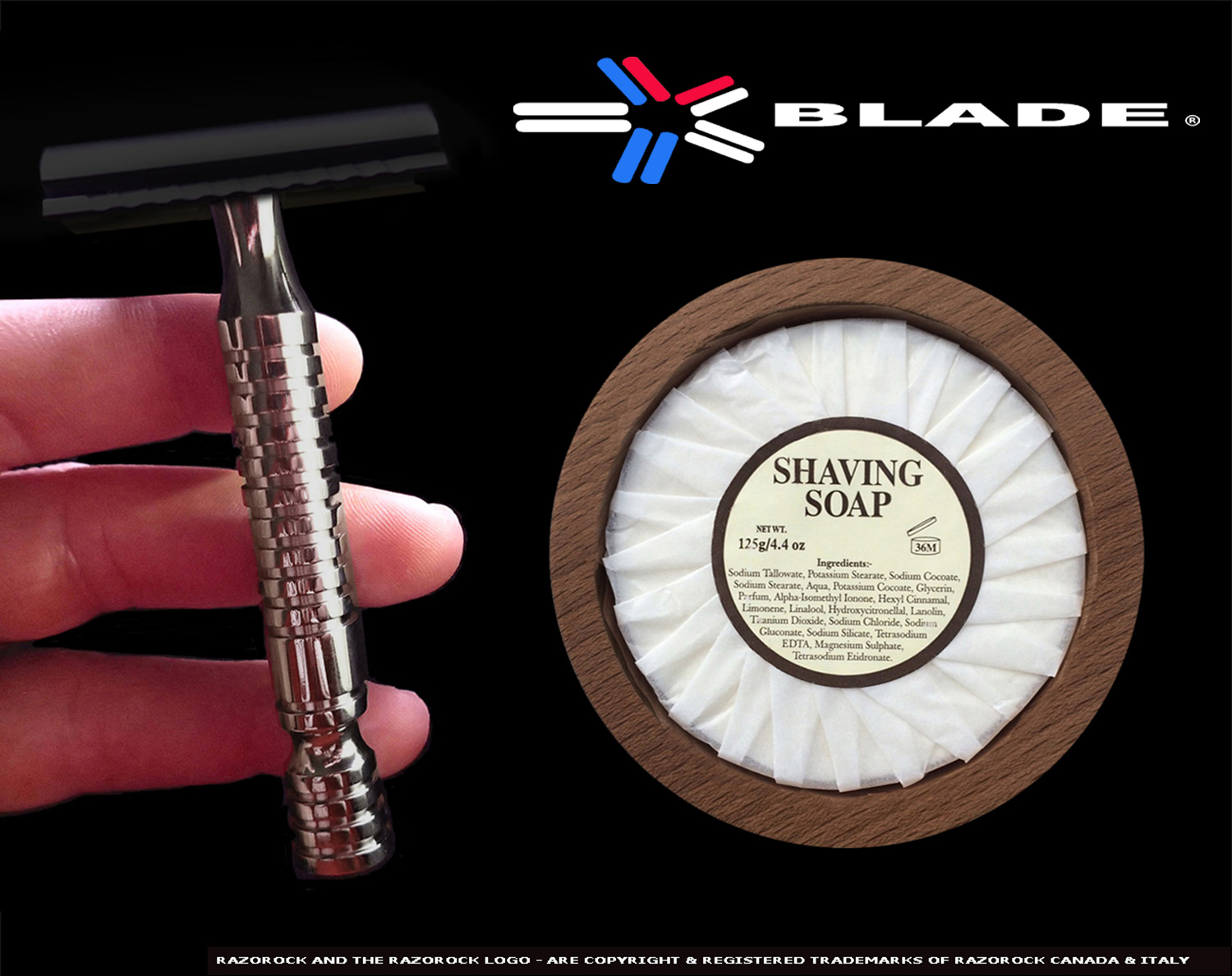 TITANIUM RAZOR AUSTRALIA - GRADE 2 TITANIUM DOUBLE EDGE SAFETY RAZOR WITH ENGLISH SHAVING SOAP IN WOODEN MAHOGANY SHAVING BOWL