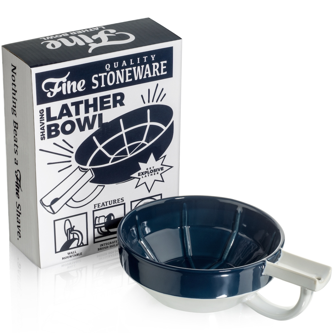 FINE  BLUE STONEWARE LATHERING BOWL AUSTRALIA