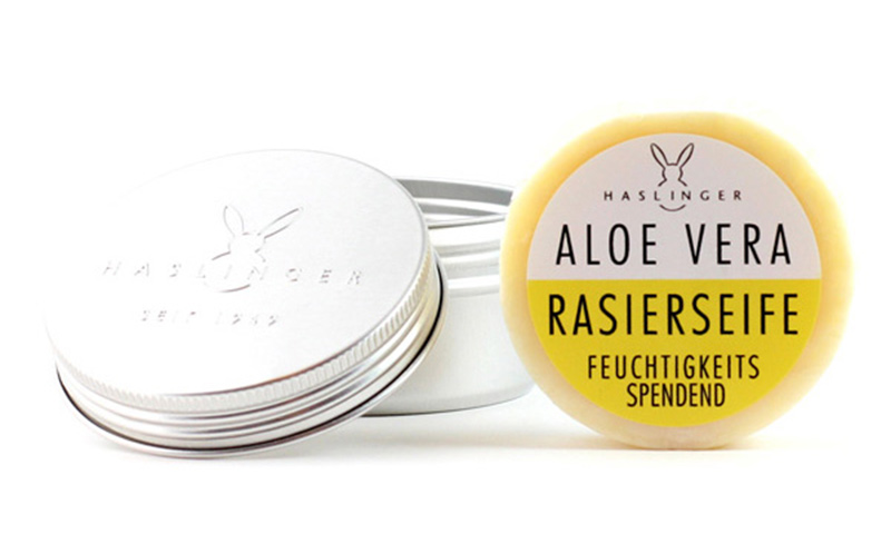 HASLINGER - ALOE VERA - SHAVING SOAP / IN METAL CONTAINER - 63G AUSTRALIA