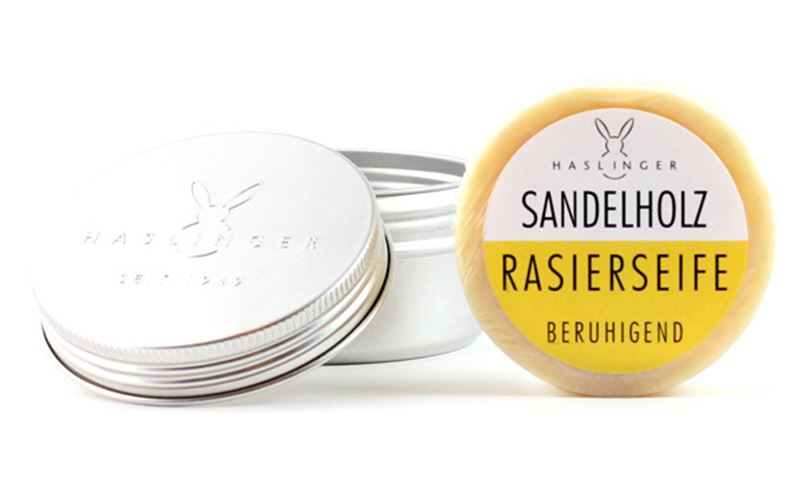 HASLINGER - SANDELHOLZ ( SANDALWOOD ) - SHAVING SOAP / IN METAL CONTAINER - 63G AUSTRALIA
