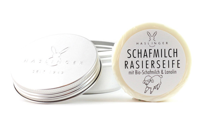 HASLINGER - SCHAFMILCH ( SHEEPS MILK ) - SHAVING SOAP / IN METAL CONTAINER - 63G AUSTRALIA