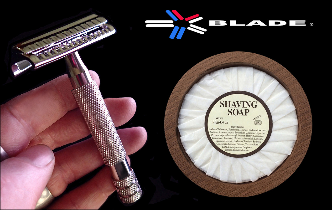 SLANT RAZOR - GERMAN 37 STAINLESS STEEL DOUBLE EDGE SAFETY RAZOR AUSTRALIA AND MWF - MITCHELLS WOOL FAT SHAVING SOAP