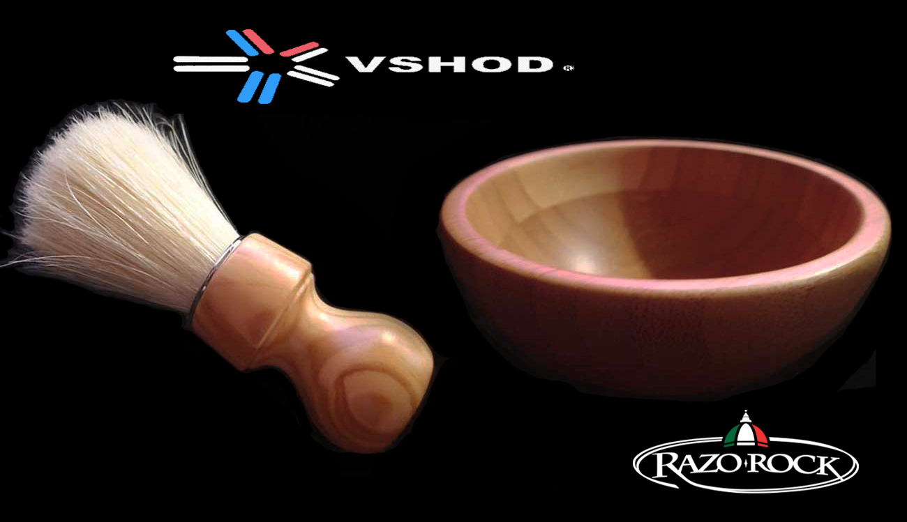 Boar Hair Shaving Brush Australia ( BRISTLE ) - and Matching Cherry Wood Shaving Bowl