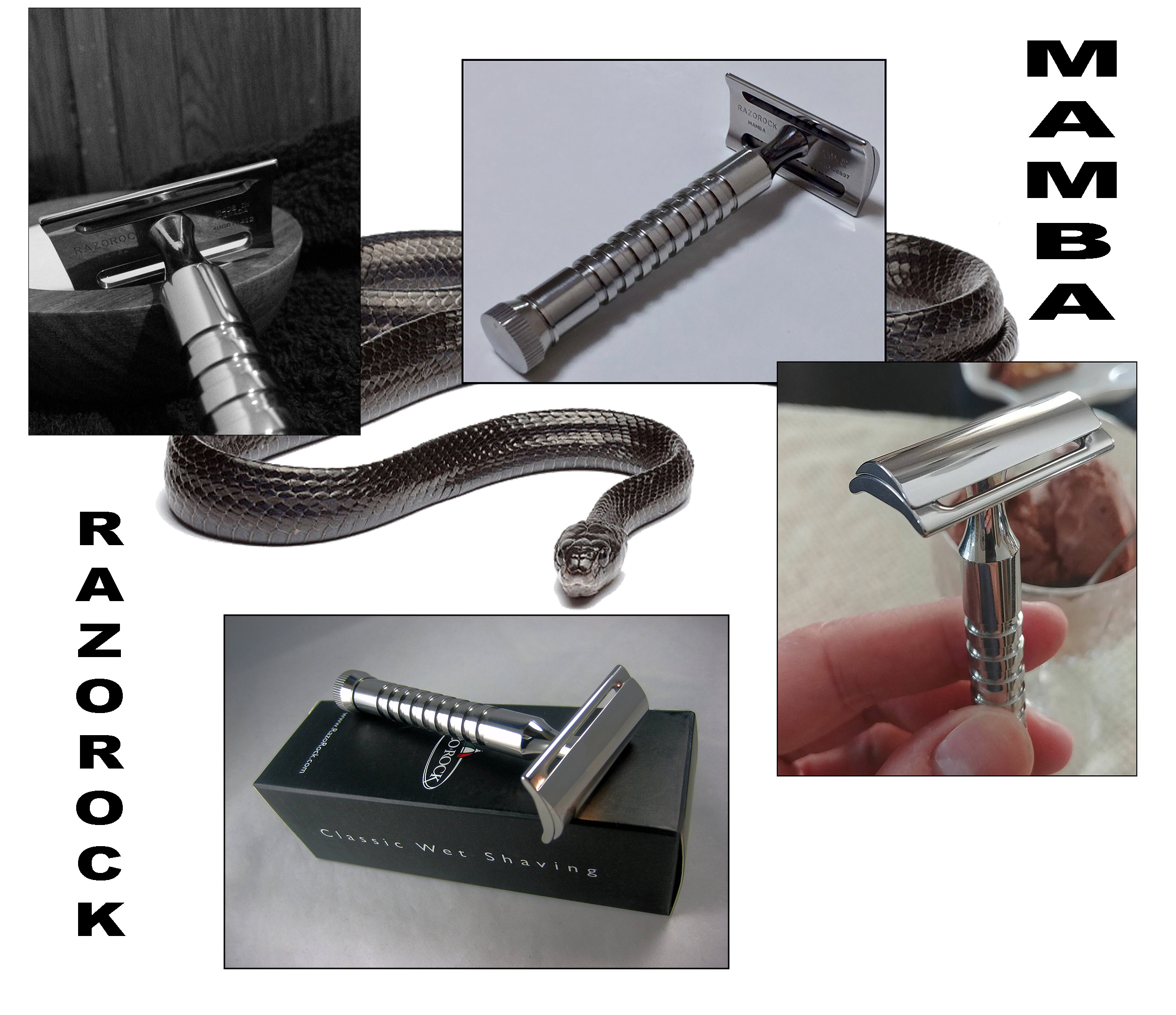 RAZOROCK MAMBA DOUBLE EDGE SAFETY RAZOR ( 316L STAINLESS STEEL WITH UNIQUE IDENTIFIER SERIAL NUMBER EMBOSSED ON EACH RAZOR ) AUSTRALIA