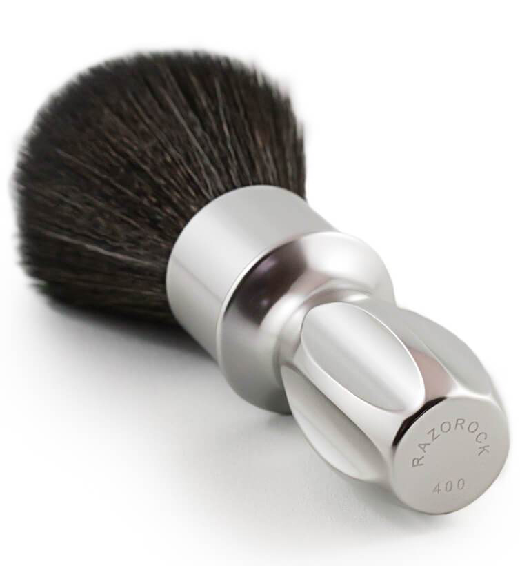 RAZOROCK 400 NOIR PLISSOFT SILVER SHAVING BRUSH - 24mm