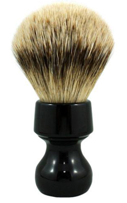 RAZOROCK BLACK " CHUBBY " BARBER HANDLE EXTRA SILVERTIP BADGER - SHAVE BRUSH AUSTRALIA
