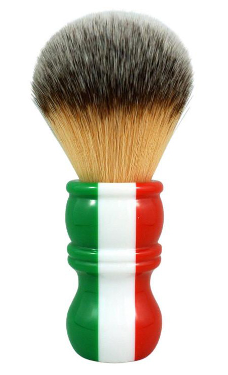 RAZOROCK ITALIAN BARBER / ITALIAN FLAG ( RED GREEN WHITE ) - BARBER HANDLE PLISSOFT SYNTHETIC SHAVE BRUSH - 24mm AUSTRALIA