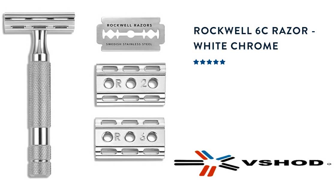 Rockwell 6C Adjustable Safety Razor ( White Chrome ) Australia
