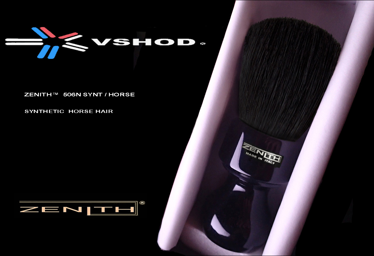 Horse Hair Shaving Brush Australia - ZENITH Synthetic Horse Hair Barbers Shave Brush with Black Italian Handmade Handle - Australia