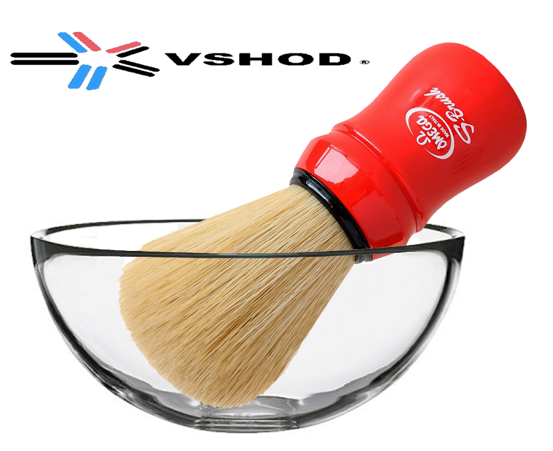 OMEGA - 49 - ( BARBER SHOP ) - ' BRISTLE ' -  BOAR HAIR SHAVING BRUSH WITH BARBER SHOP SHAVING BOWL - AUSTRALIA