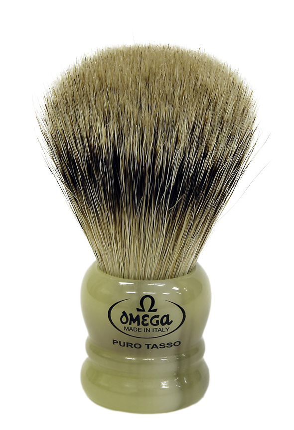 OMEGA - 11047 - ( MIXED ) - " BADGER " & " BOAR BRISTLE " - HAIR ( MINI ) SHAVING BRUSH - AUSTRALIA