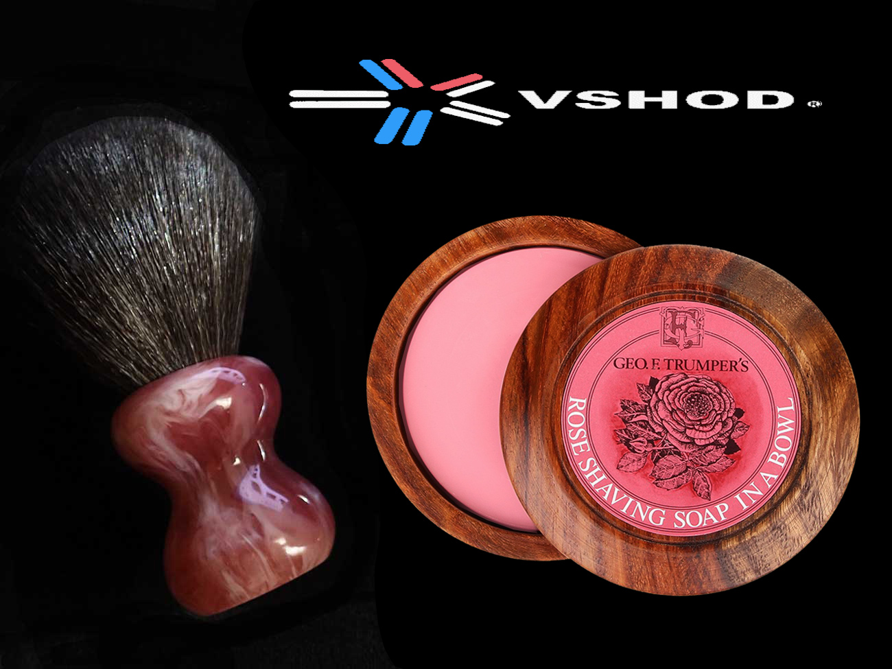 Pink Shaving Soap + Pink Shaving Brush - GEO F TRUMPER'S Rose Shaving Soap in a Wooden Shaving Bowl Australia