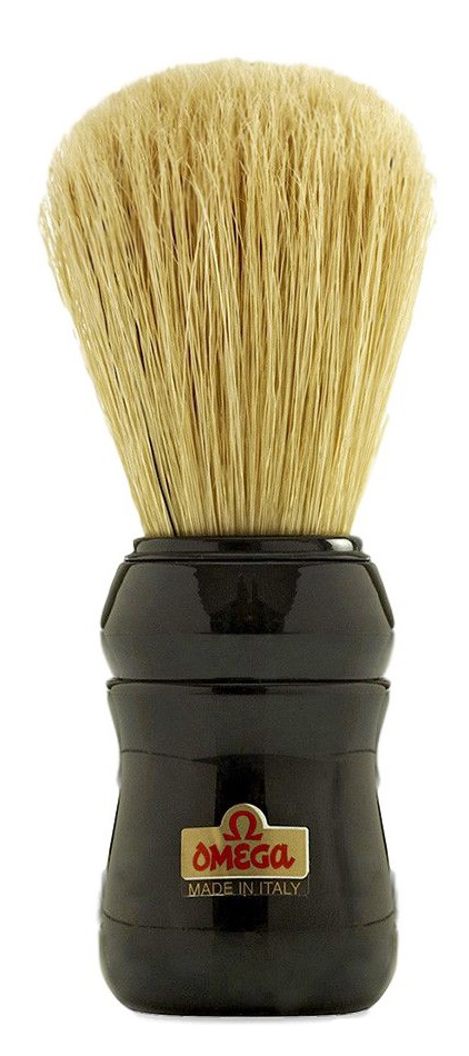 OMEGA - 49 - ( BARBER SHOP ) - ' BRISTLE ' - BLACK ABS HANDLE - BOAR HAIR SHAVING BRUSH - AUSTRALIA