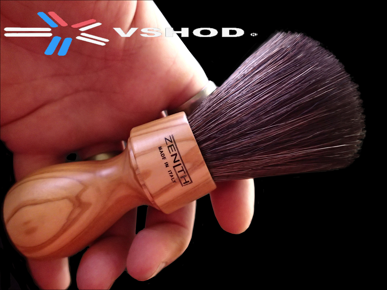 Zenith Synthetic Horse Hair Fibre Shaving Brush with an Olive Wood Barber Handle and New Version Synthetic Horse Hair Knot - Australia