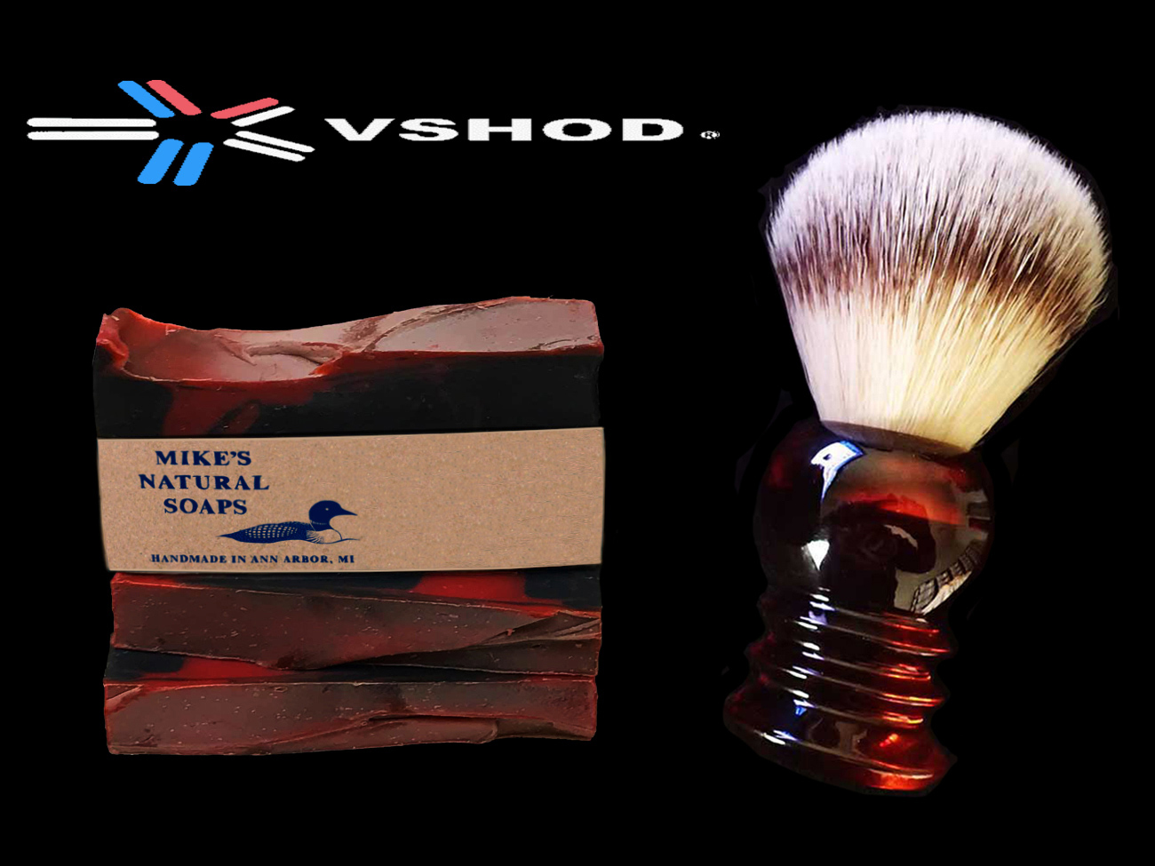 Synthetic Shaving Brush with Mike's Natural Soaps - Handmade Shaving Soap Blocks/ Bars - Australia