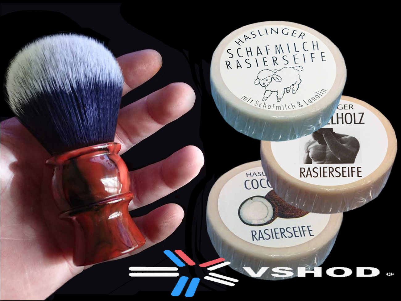 Synthetic Silvertip Badger Shaving Brush with Haslinger Shaving Soaps From Austria / VSHOD AUSTRALIA