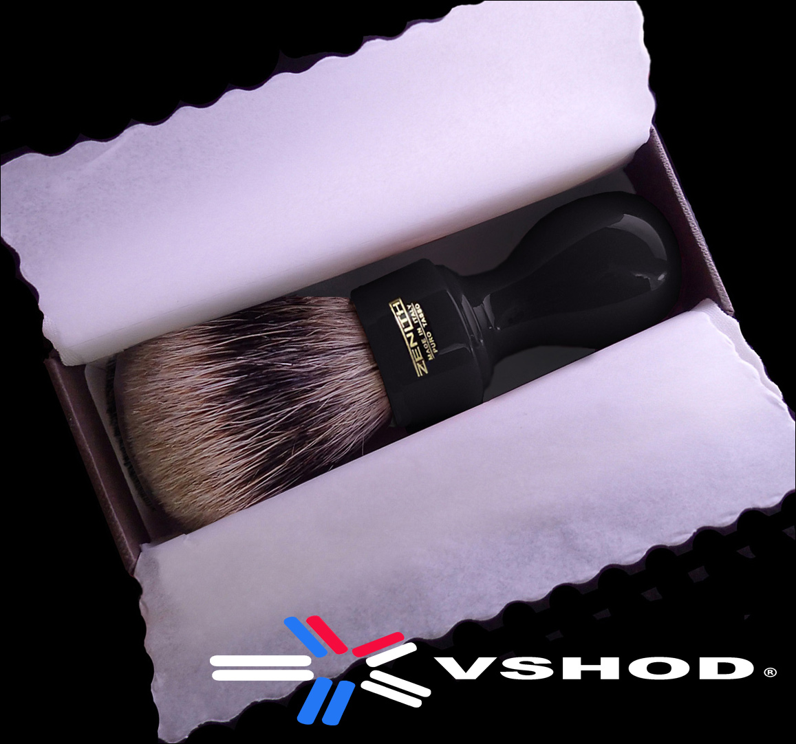 ZENITH BLACK BARBER HANDLE EXTRA SILVERTIP BADGER SHAVING BRUSH AUSTRALIA
