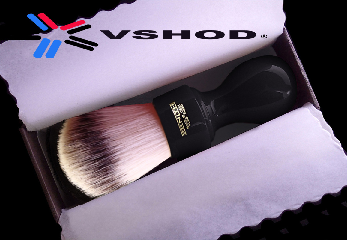 SYNTHETIC SILVERTIP BADGER FIBRE SHAVING BRUSH - WITH HANDMADE BLACK RESIN BARBER HANDLE - AUSTRALIA