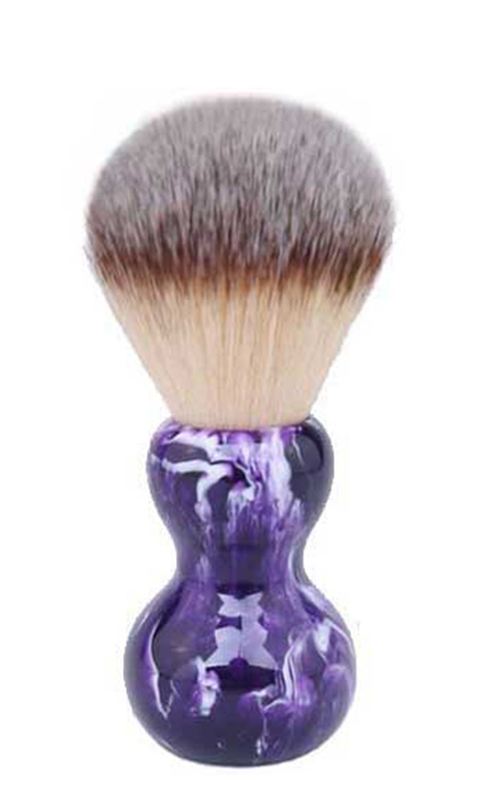 CUSTOM BARBER HANDLE SYNTHETIC SHAVING BRUSHES - PURPLE MARBLE HANDLE 24mm AUSTRALIA