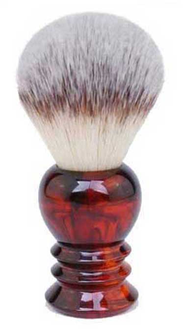 CUSTOM SYNTHETIC SHAVING BRUSH - MOLTEN BLACK AND RED - RESIN HANDLE - 24mm - AUSTRALIA