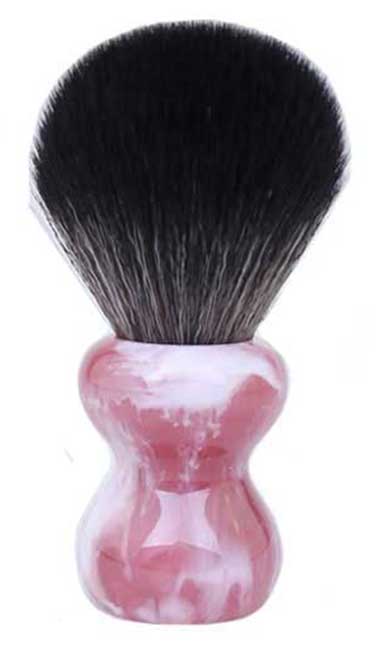 SYNTHETIC SHAVING BRUSH - ROSE PINK RESIN HANDLE WITH BLACK FIBRES - 24mm - AUSTRALIA