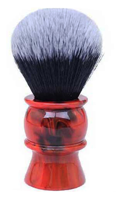 SYNTHETIC SHAVING BRUSH - RED AND BLACK RESIN HANDLE WITH BLACK / SILVERTIP - SYNTHETIC FIBRES - 24mm - AUSTRALIA
