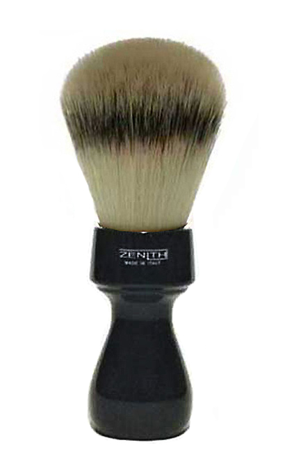 ZENITH SYNTHETIC SILVERTIP BADGER HAIR SHAVING BRUSH - WITH HANDMADE BLACK RESIN BARBER HANDLE - AUSTRALIA