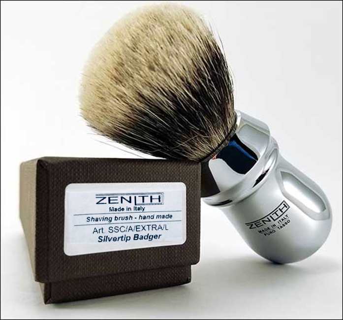 ZENITH MC SILVERTIP BADGER SHAVING BRUSH - WITH MC ( METAL CHROME ) HANDLE - 26mm - AUSTRALIA