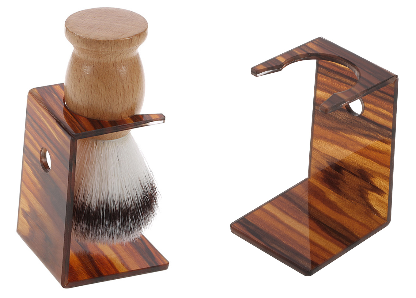 VSHOD WOOD GRAIN LOOK - ACRYLIC SHAVING BRUSH STAND / HOLDER AUSTRALIA