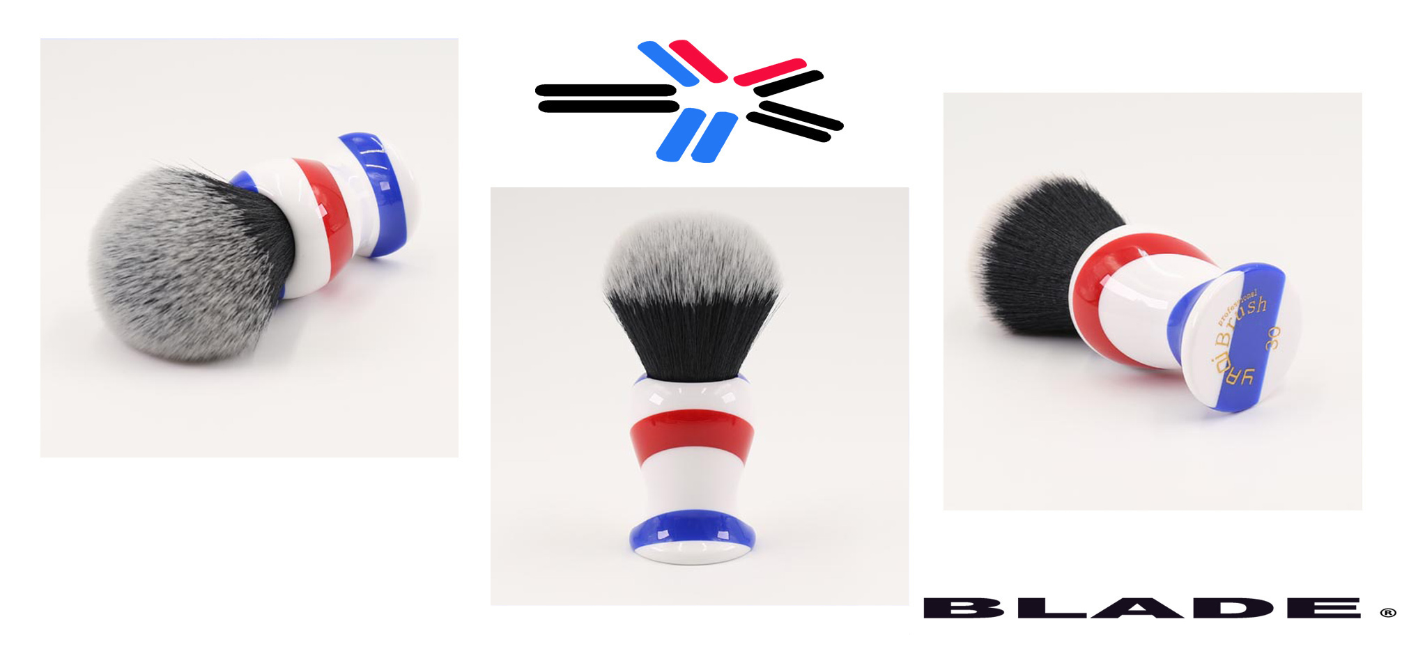CUSTOM AUSTRALIAN FLAG HANDLE SYNTHETIC SHAVING BRUSH - RED WHITE & BLUE - MARBLE HANDLE 30mm AUSTRALIA