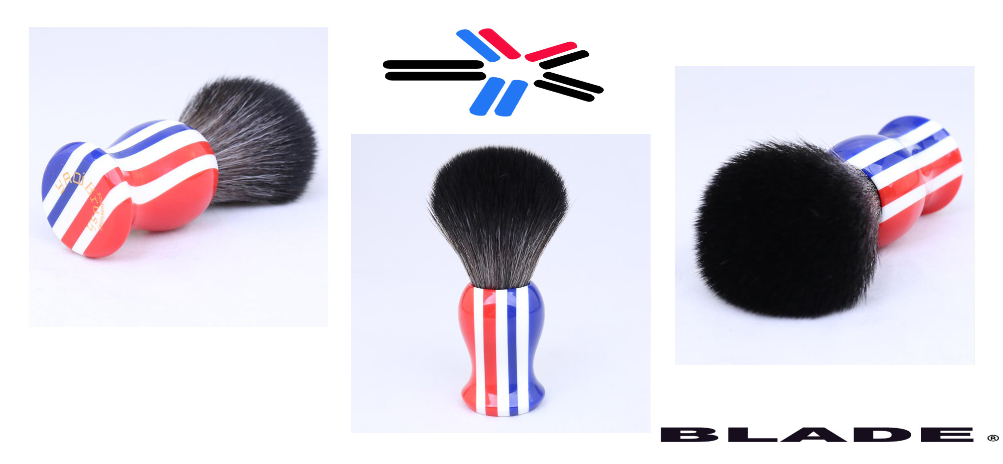 AUSTRALIAN FLAG HANDLE SYNTHETIC SHAVING BRUSH - RED WHITE & BLUE - MARBLE HANDLE 24mm