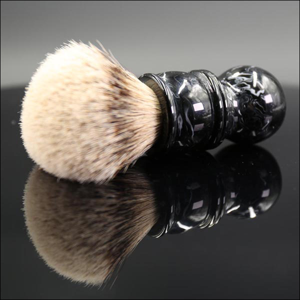BLADE SHAVING SHOP AUSTRALIA - SILVERTIP BADGER SHAVING BRUSH - WITH BLACK / WHITE - MARBLE RESIN BARBER HANDLE - 22mm AUSTRALIA