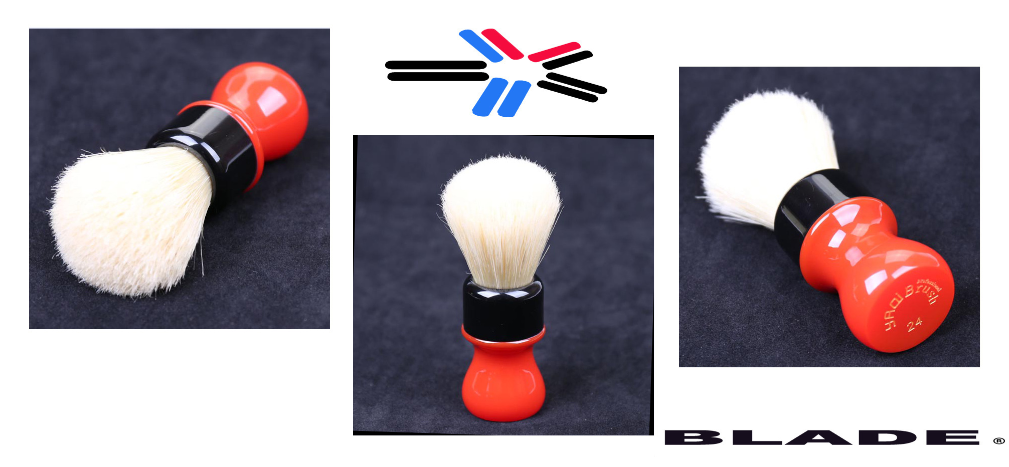 FERRARI RED ( BARBER SHOP ) - ' BRISTLE ' - BLACK & RED HANDLE - BOAR HAIR SHAVING BRUSH - 24mm Brush Knot Australia