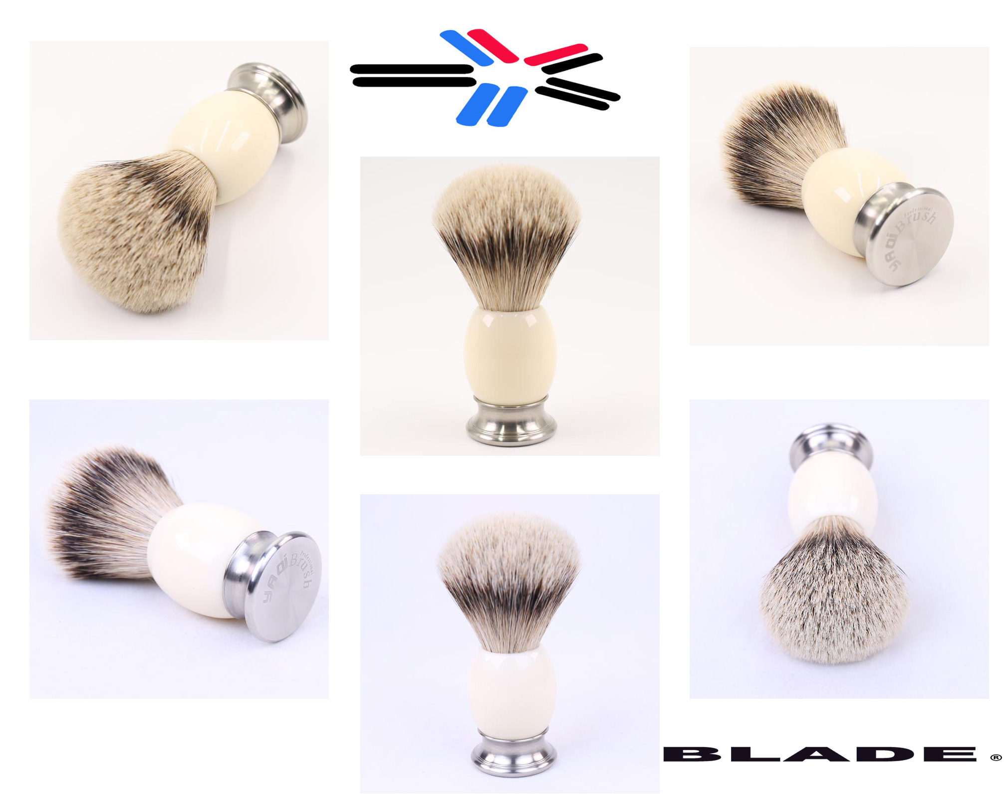 MEN'S GROOMING PRODUCTS ONLINE AUSTRALIA - SILVERTIP BADGER SHAVING BRUSH - WITH WHITE / SILVER - MARBLE RESIN BARBER HANDLE - 22mm
