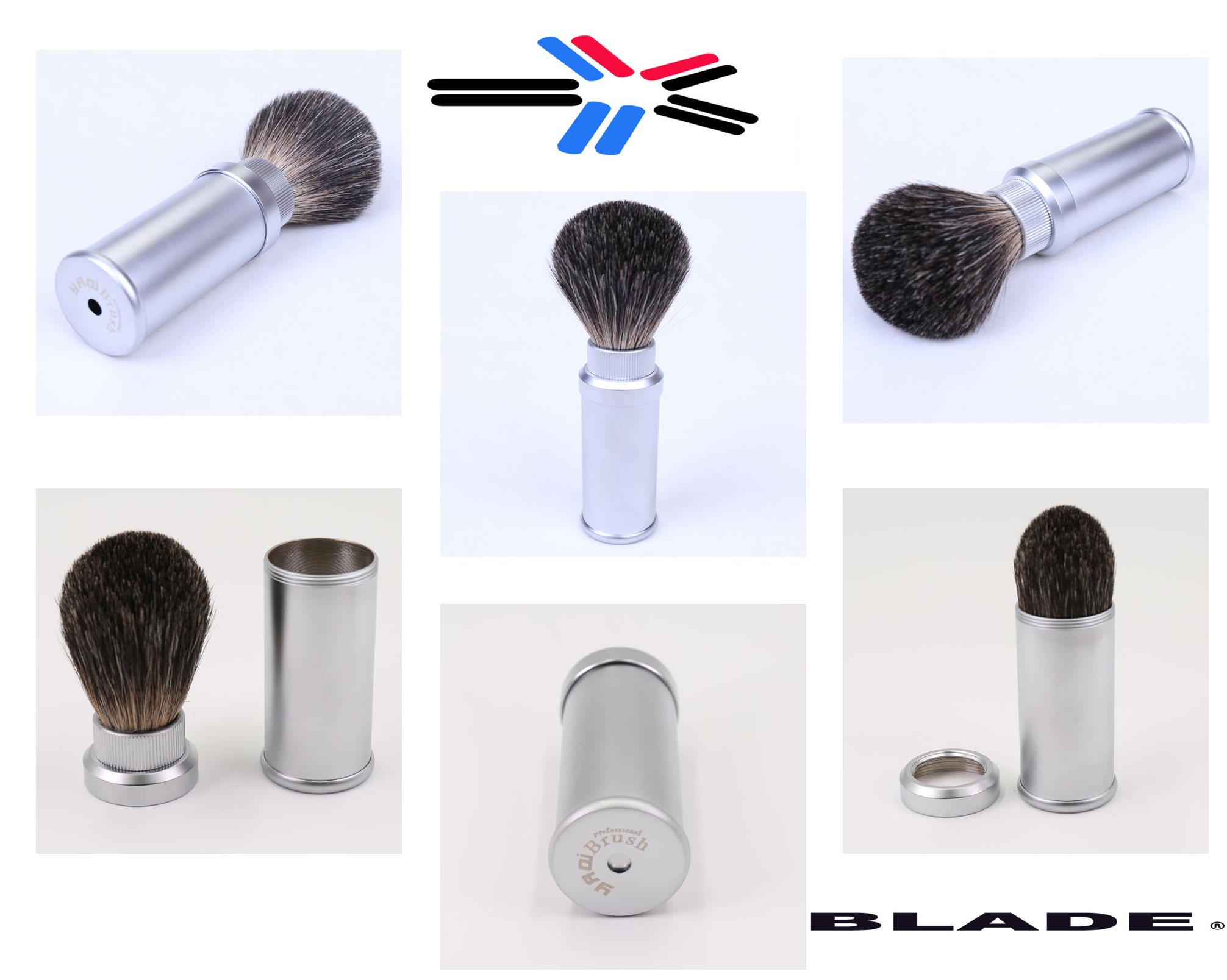 METAL HANDLE TRAVEL SHAVING BRUSH - BADGER HAIR BRUSH WITH METAL SCREW TOP HANDLE 21mm AUSTRALIA