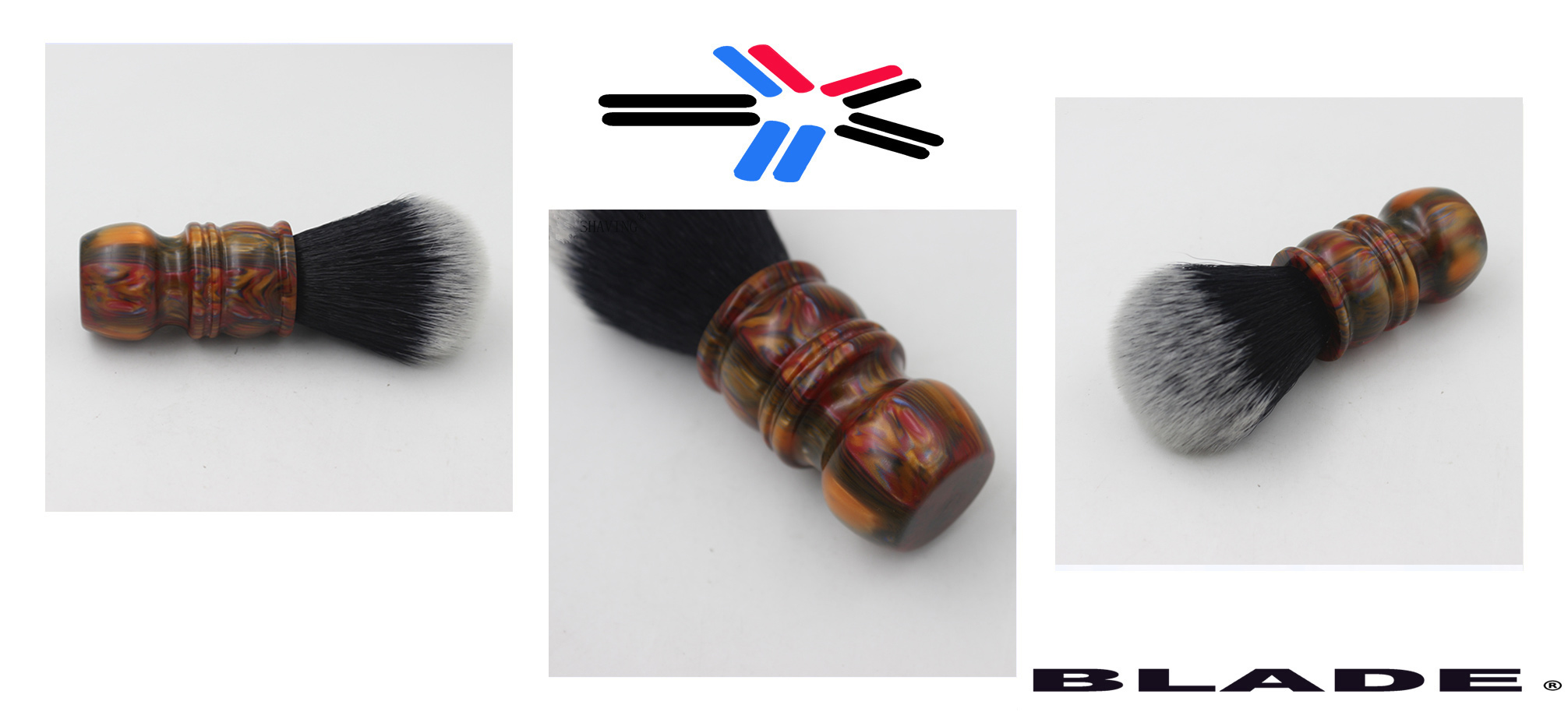 BLADE - COLOURFUL BROWN VEGAN SYNTHETIC SHAVING BRUSH - / SILVERTIP - SYNTHETIC FIBRES - 24mm