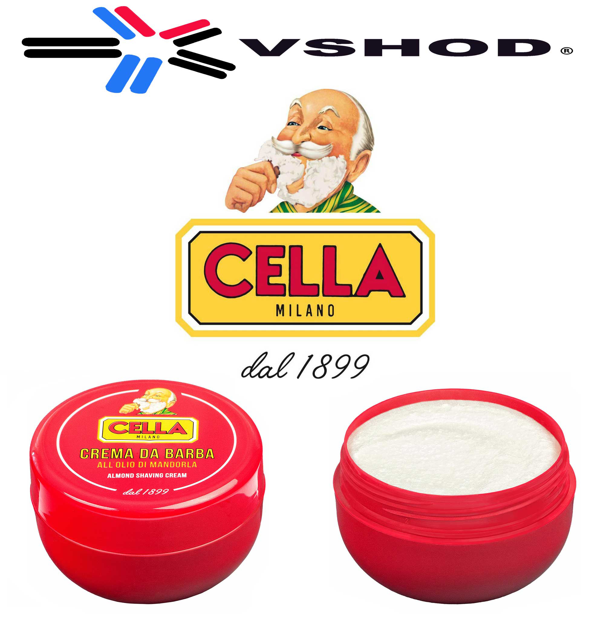 CELLA ITALIAN SHAVING CREAM / SOAP - CREMA DA BARBA - ALMOND SHAVING CREAM - SHAVING SOAP - 150ml  -  AUSTRALIA