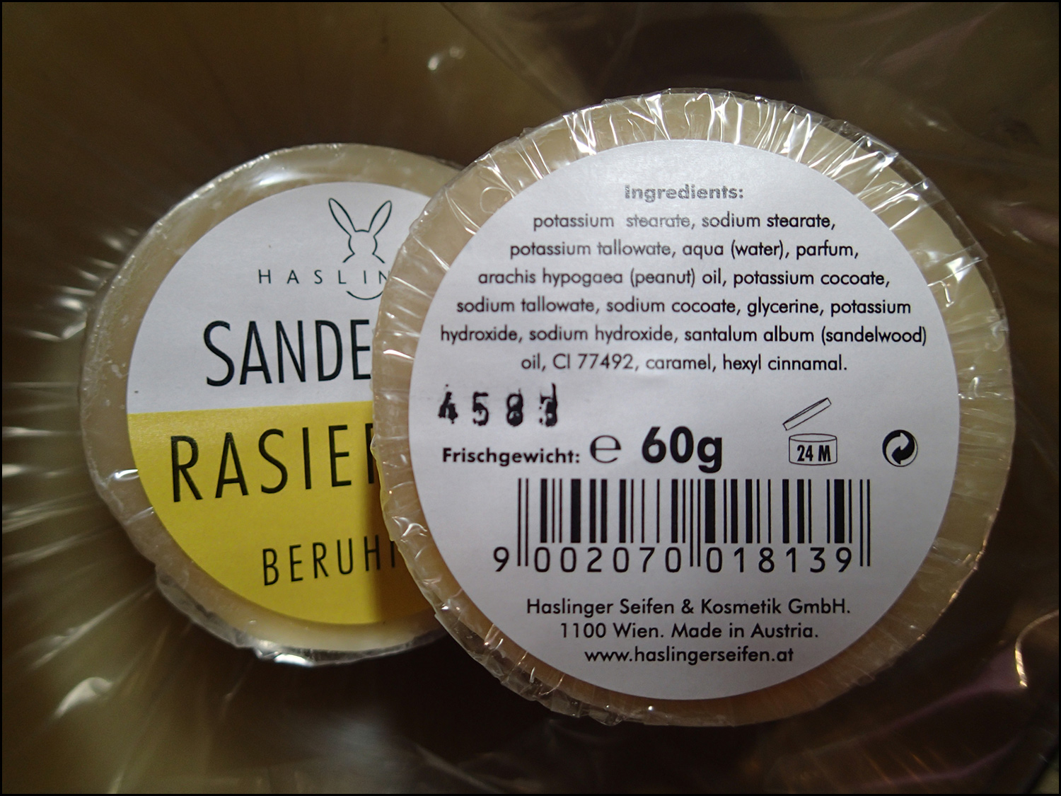 Haslinger Sandelholz Shaving Soap Ingredients