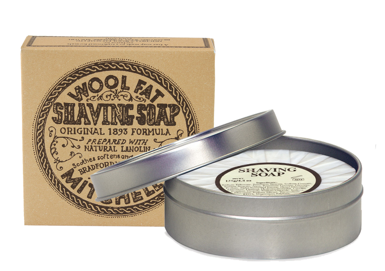 MITCHELLS WOOL FAT ( MWF ) - SHAVING SOAP IN A WATERPROOF METAL SHAVING BOWL - 125G - AUSTRALIA