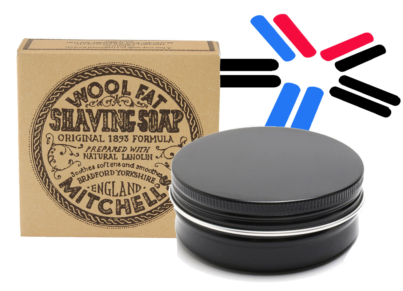 MITCHELLS WOOL FAT ( MWF ) - SHAVE SOAP IN A WATERPROOF BLACK METAL SHAVING BOWL / CONTAINER - 125G ORIGINAL AUSTRALIA