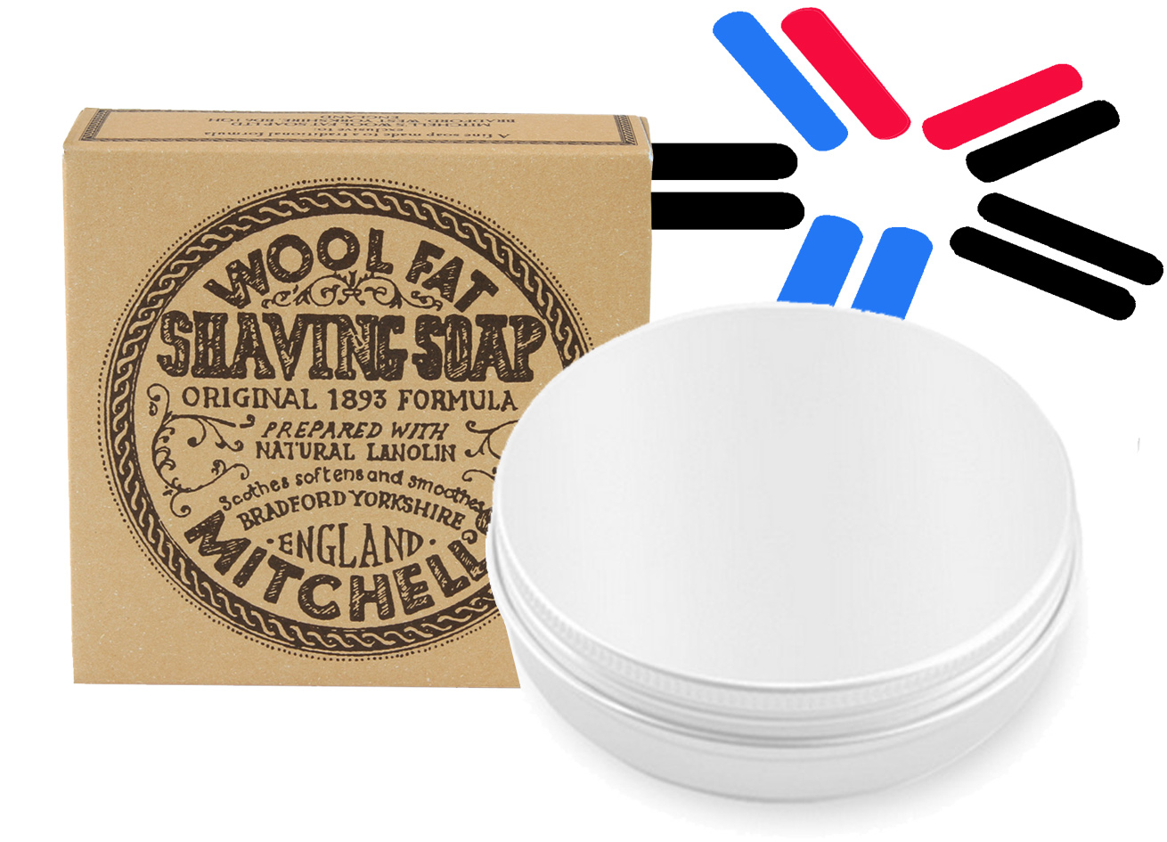 MITCHELLS WOOL FAT ( MWF ) - SHAVING SOAP IN A WATERPROOF WHITE METAL SHAVING BOWL / CONTAINER - 125G ORIGINAL AUSTRALIA