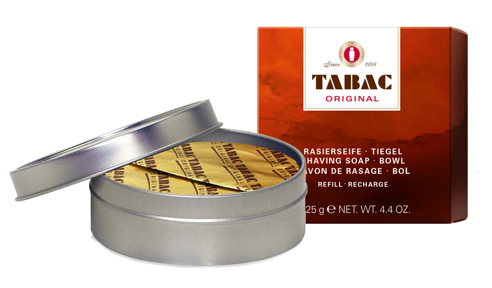 TABAC SHAVING SOAP IN A WATERPROOF METAL SHAVING BOWL - 125G ORIGINAL - AUSTRALIA