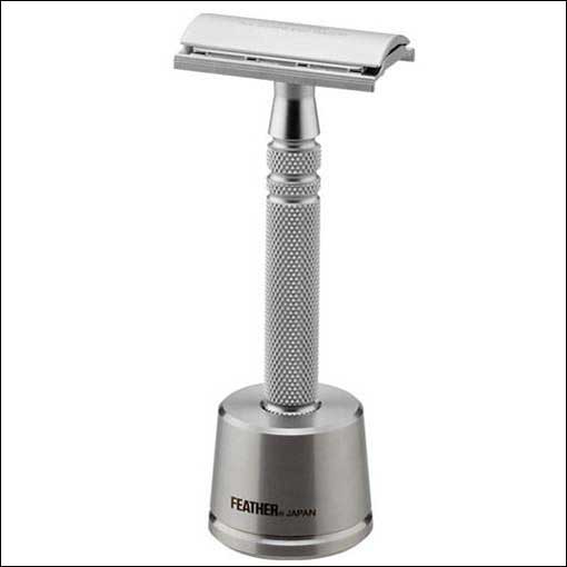 FEATHER AS-D2S - Stainless Steel Safety Razor with Official Stand