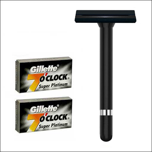 GILLETTE 7'OClock Black - Super Platinum Razor and 12 Blades GILLETTE 7'OClock Black - Super Platinum Razor and 12 Blades