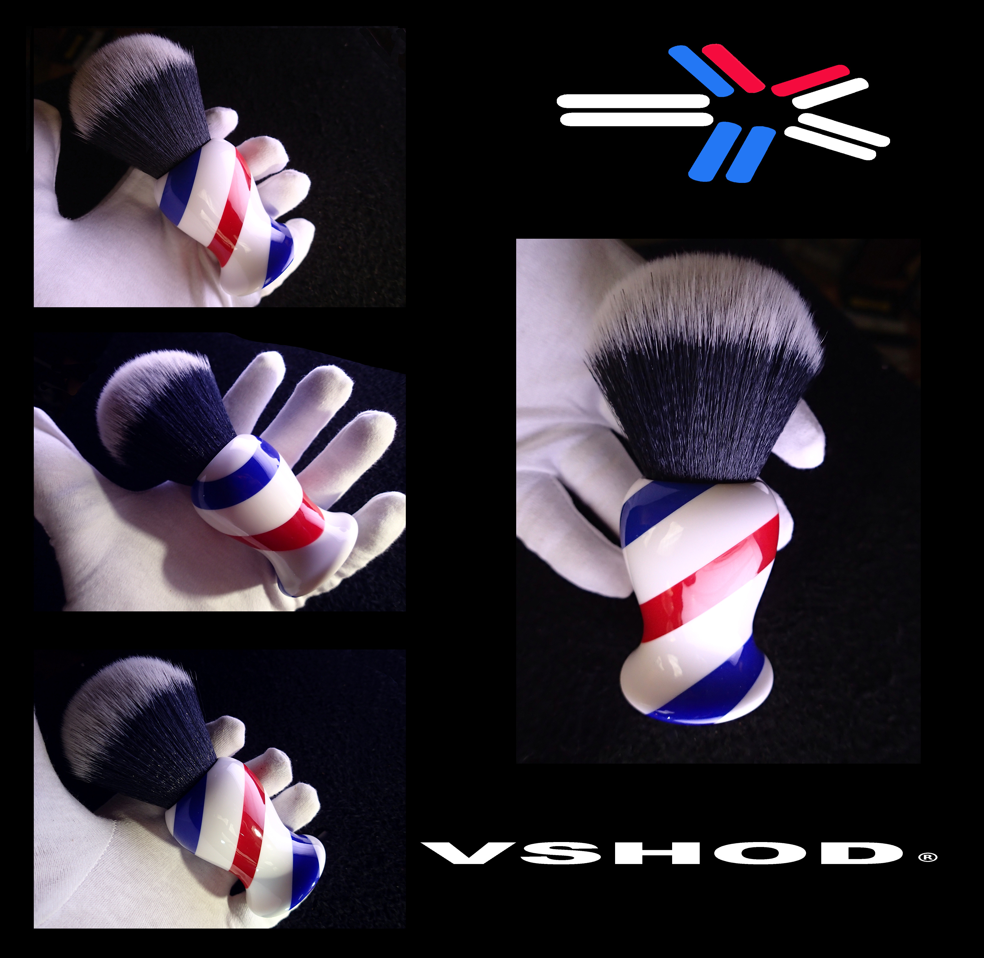 Australian Barber - Barber Pole ( Australian Flag ) Red White and Blue ) Synthetic Shaving Brush Australia