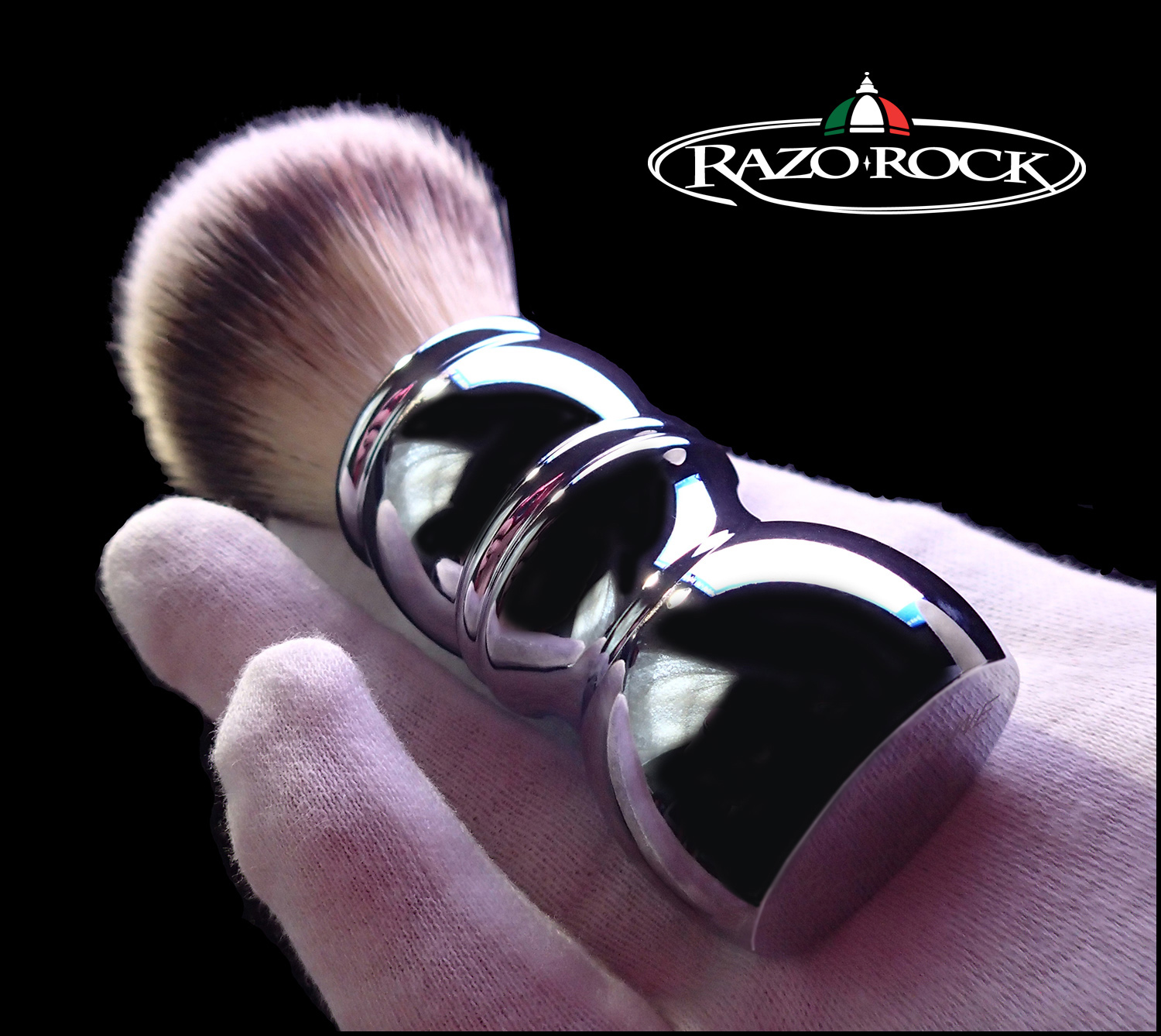 BARBER HANDLE - SILVERTIP PLISSOFT SHAVING BRUSH - 24mm HANDMADE MIRROR SHAVE BRUSH ( RAZOROCK CHROME HANDLE ) - AUSTRALIA BARBER HANDLE - SILVERTIP PLISSOFT SHAVING BRUSH - 24mm HANDMADE MIRROR SHAVE BRUSH ( RAZOROCK CHROME HANDLE ) - AUSTRALIA