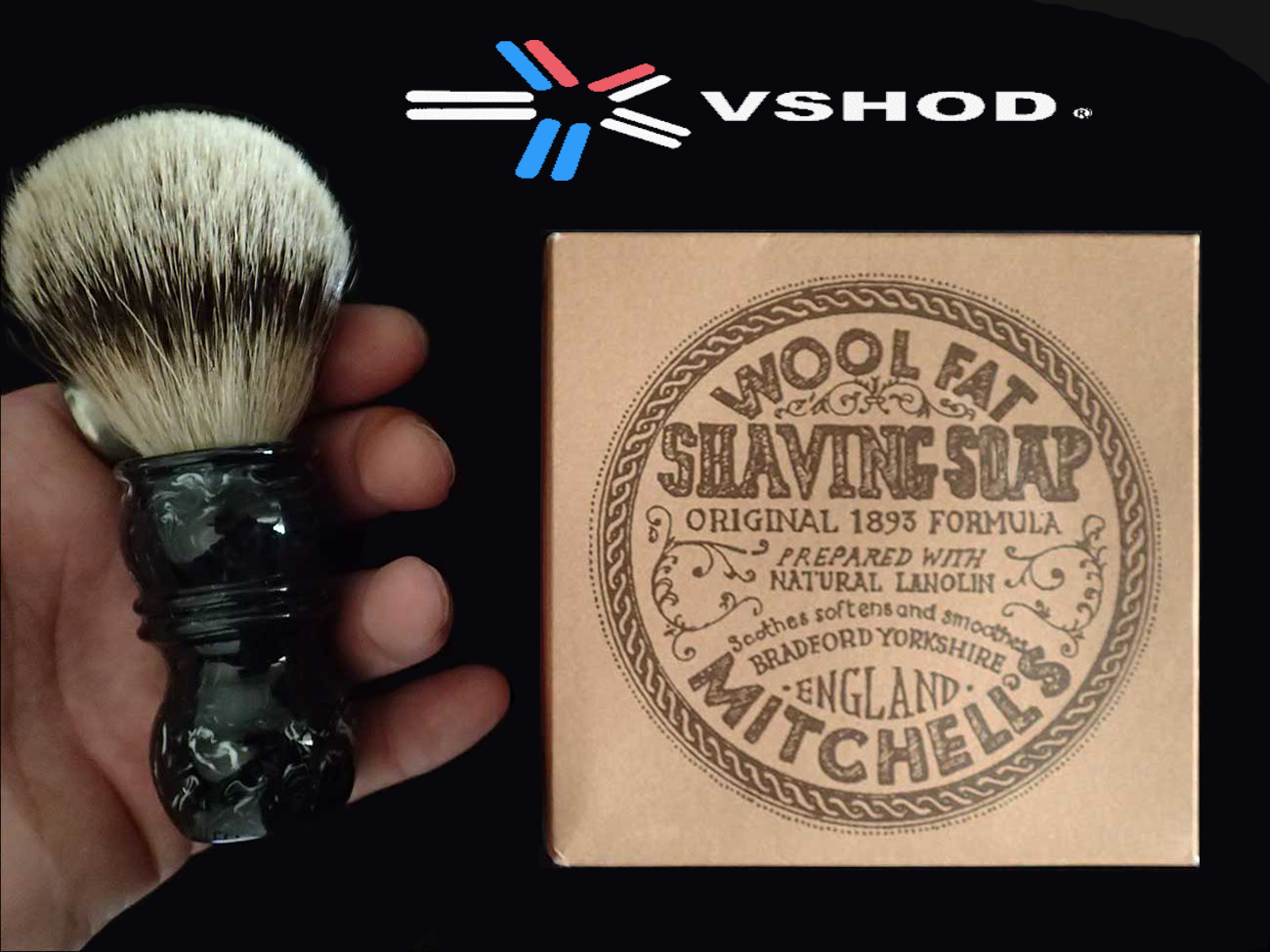 SILVERTIP BADGER SHAVING BRUSH - 24mm - ( GLOSS BLACK WITH MARBLE WHITE FLECKS RESIN HANDLE ) AUSTRALIA